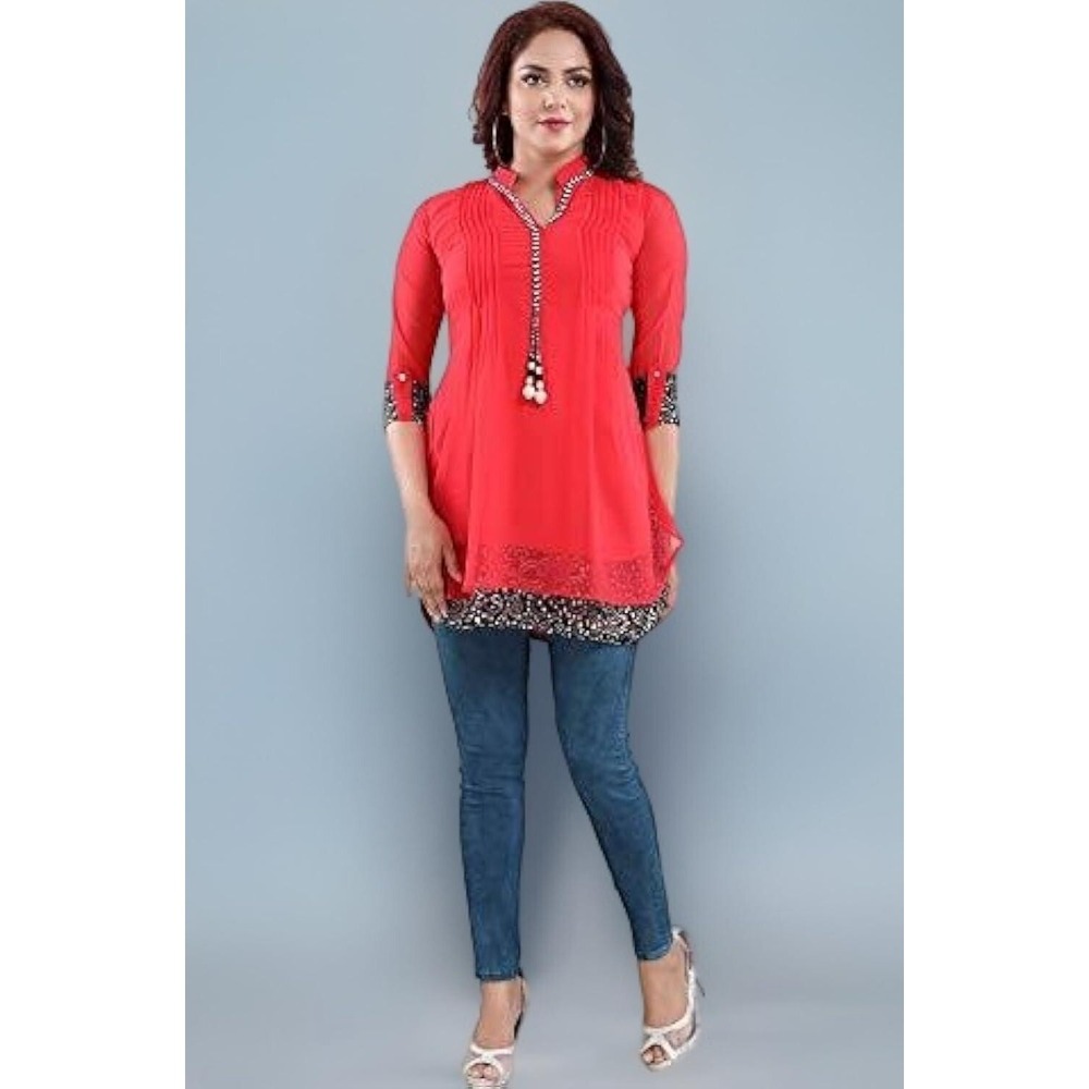 Beautiful Kurti Ladies Ethnic Wear Dress Red Women 38‎ Fashion Traditional Artsy